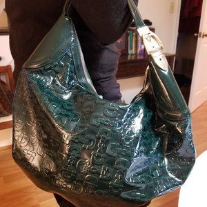 GUCCI Horsebit Shoulder Bag Women s Green Patent Leather Vintahe 145764
